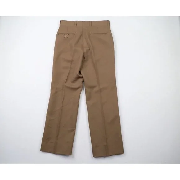 Vtg 60s Streetwear Mens 30x30 Knit Wide Leg Bell Bottoms Chino Pants Brown USA